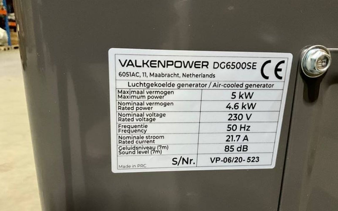 Valkenpower Diesel 230V 6kVA DG6500SE SILENT agregat prądotwórczy