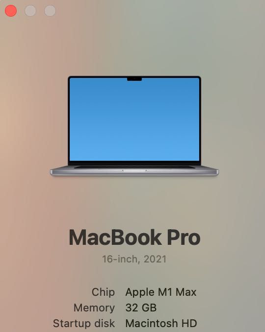 MacBook Pro 16 2021 M1 MAX 32GB 1TB 32GPU cores