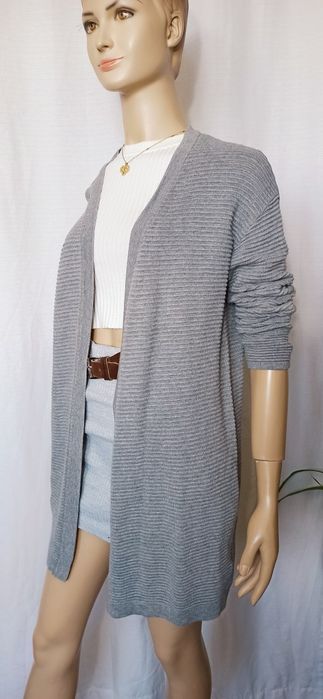 Sg Szary kardigan 34 , 36 XS , S ciążowy  dłuższy luźny sweter oversiz