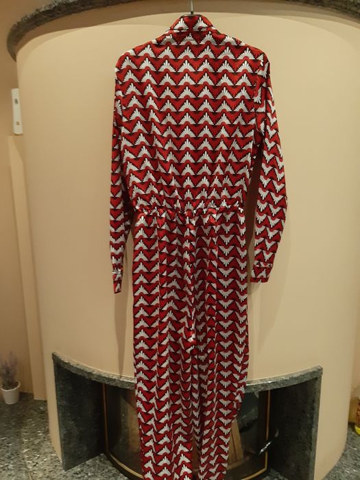 Kombinezon 38 Missguided kwiatki boho czerwony spodnie ul wiązane boho
