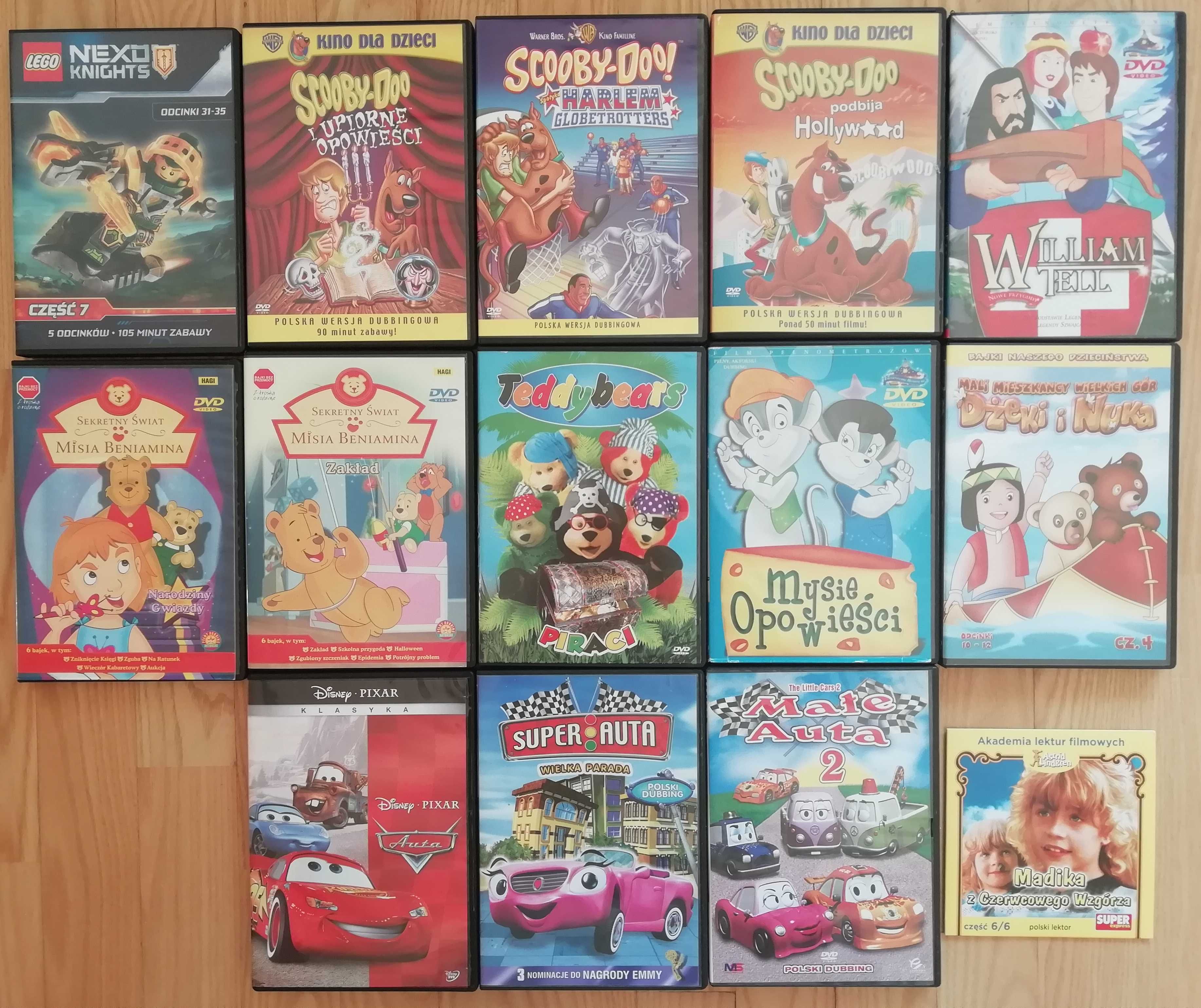 13x BAJKI na DVD SCOOBY-DOO, Auta, Miś Benjamin ZESTAW