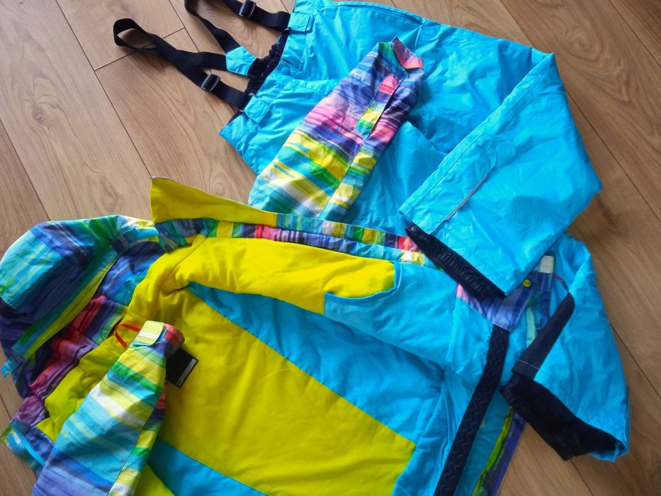 Kombinezon narciarski kurtka Wed'ze spodnie CRIVIT 140/146cm, turkus