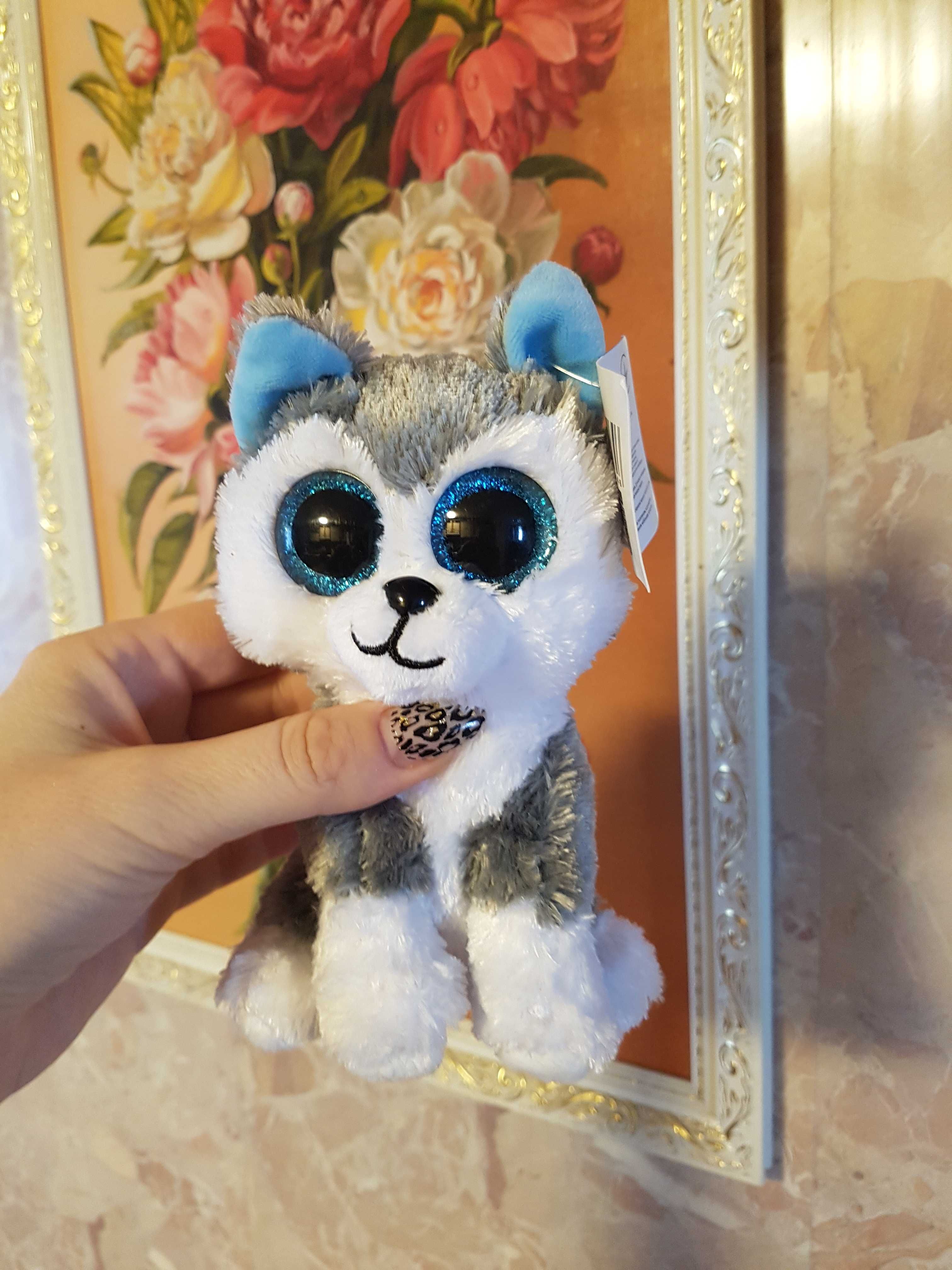 TY Beanie Boos глазастик собака хаски, волк 15 см
