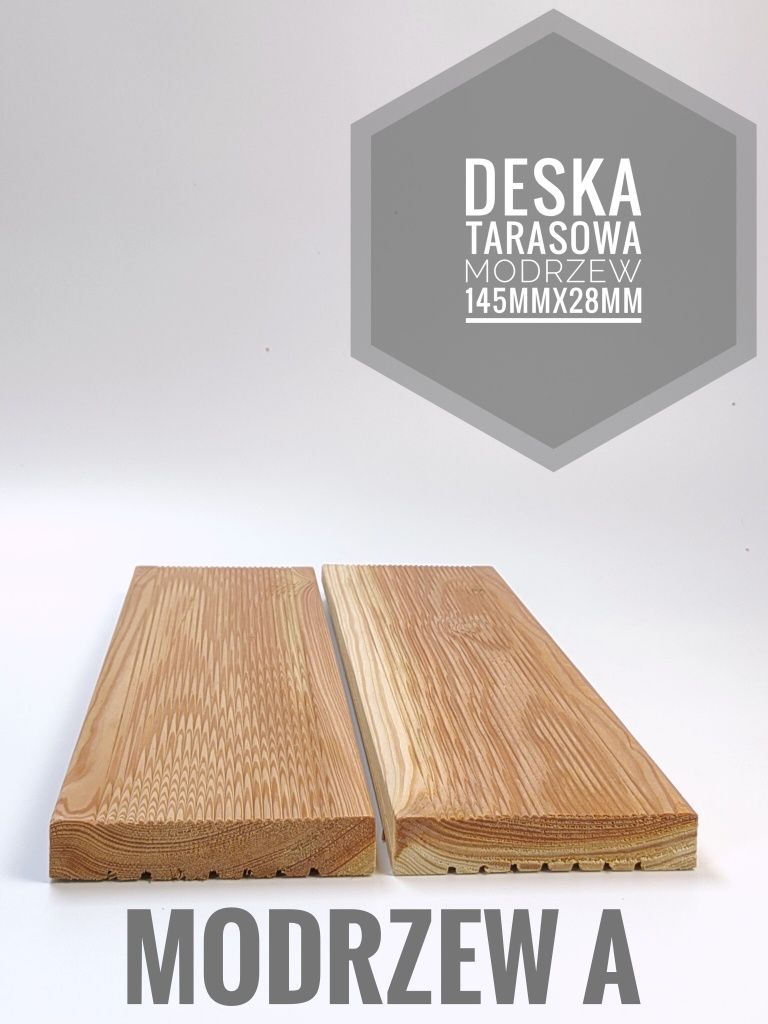 Deska tarasowa Modrzew 145mm x 28mm Kantówka Strugana/RemmersOil/Spax