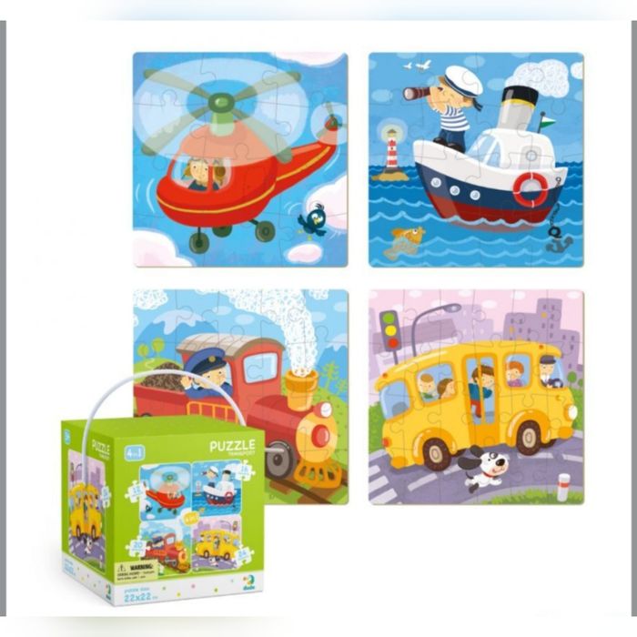 Дерев'яні пазли 16 елементів, кубики деревяні, пазли 4 в 1 Додо