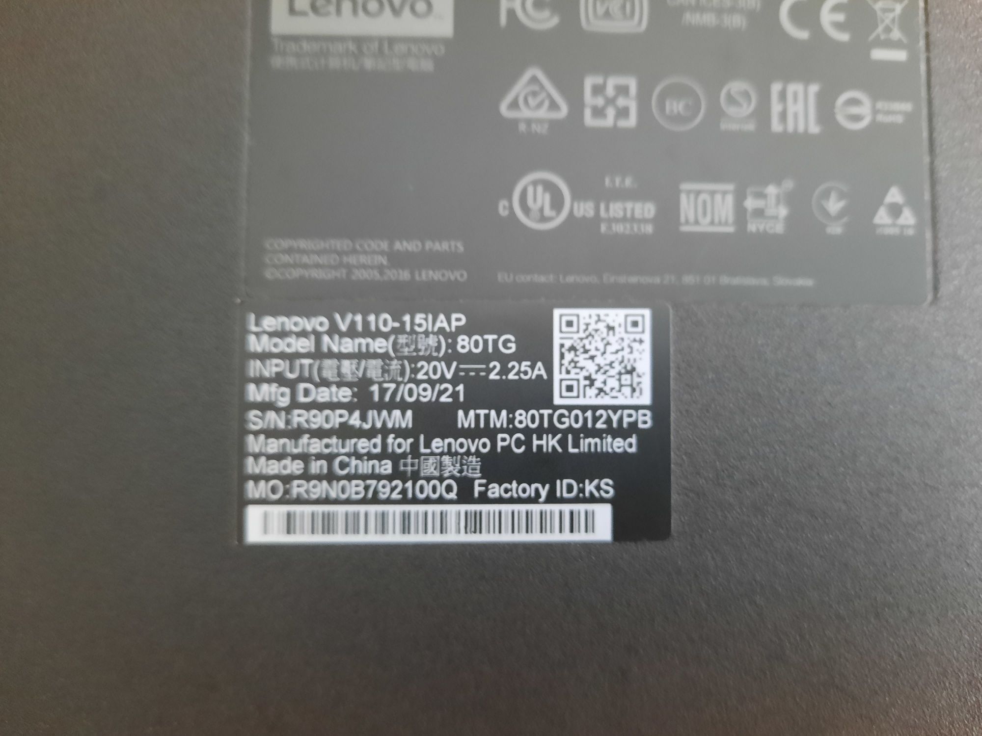 Laptop Lenovo V110-15IAP Intel 4 GB DYSK 1000 GB Windows 10