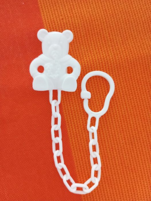 Prende-chupetas Urso Branco plástico