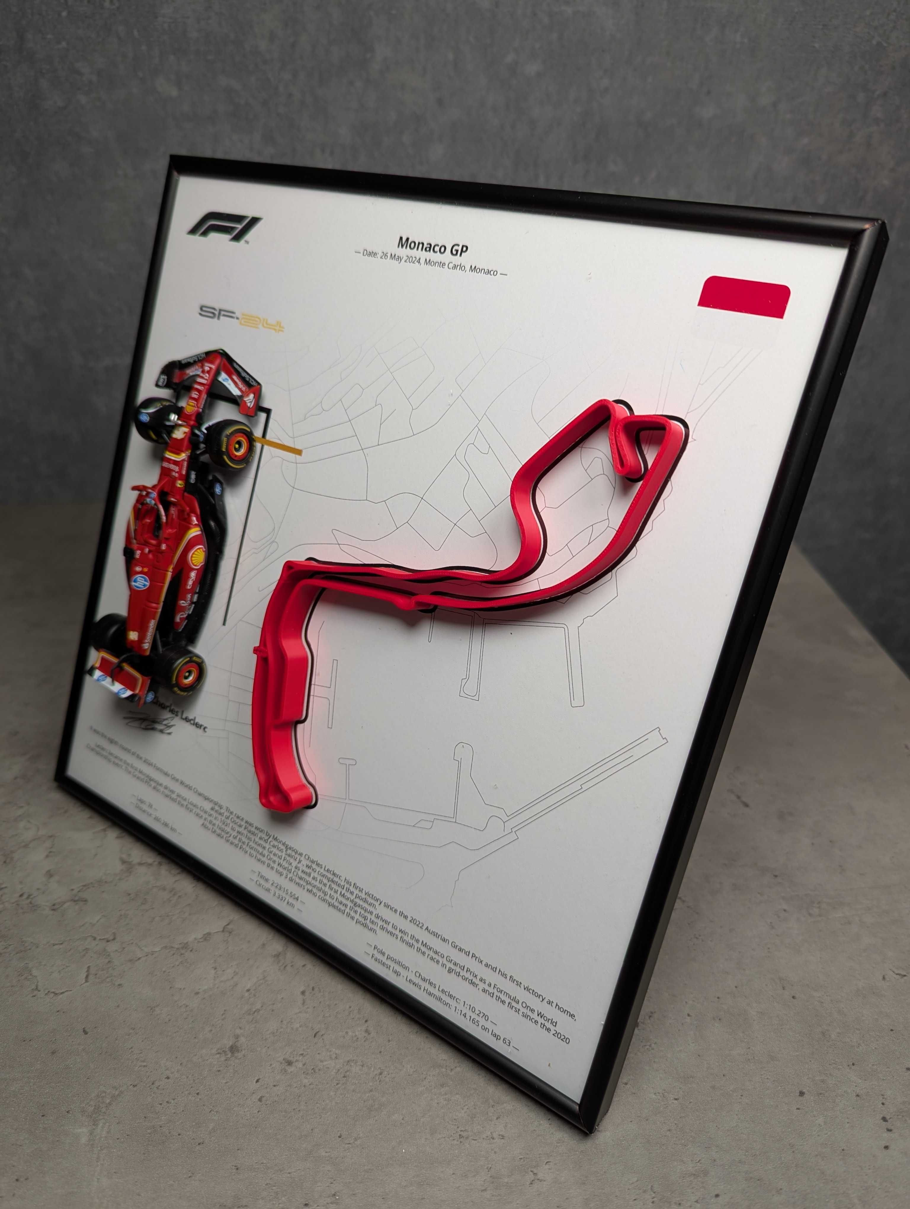 Bburago з Рамкою 2в1 F1 Ferrari SF24 і 3D Трасою Monaco GP #16 Leclerc