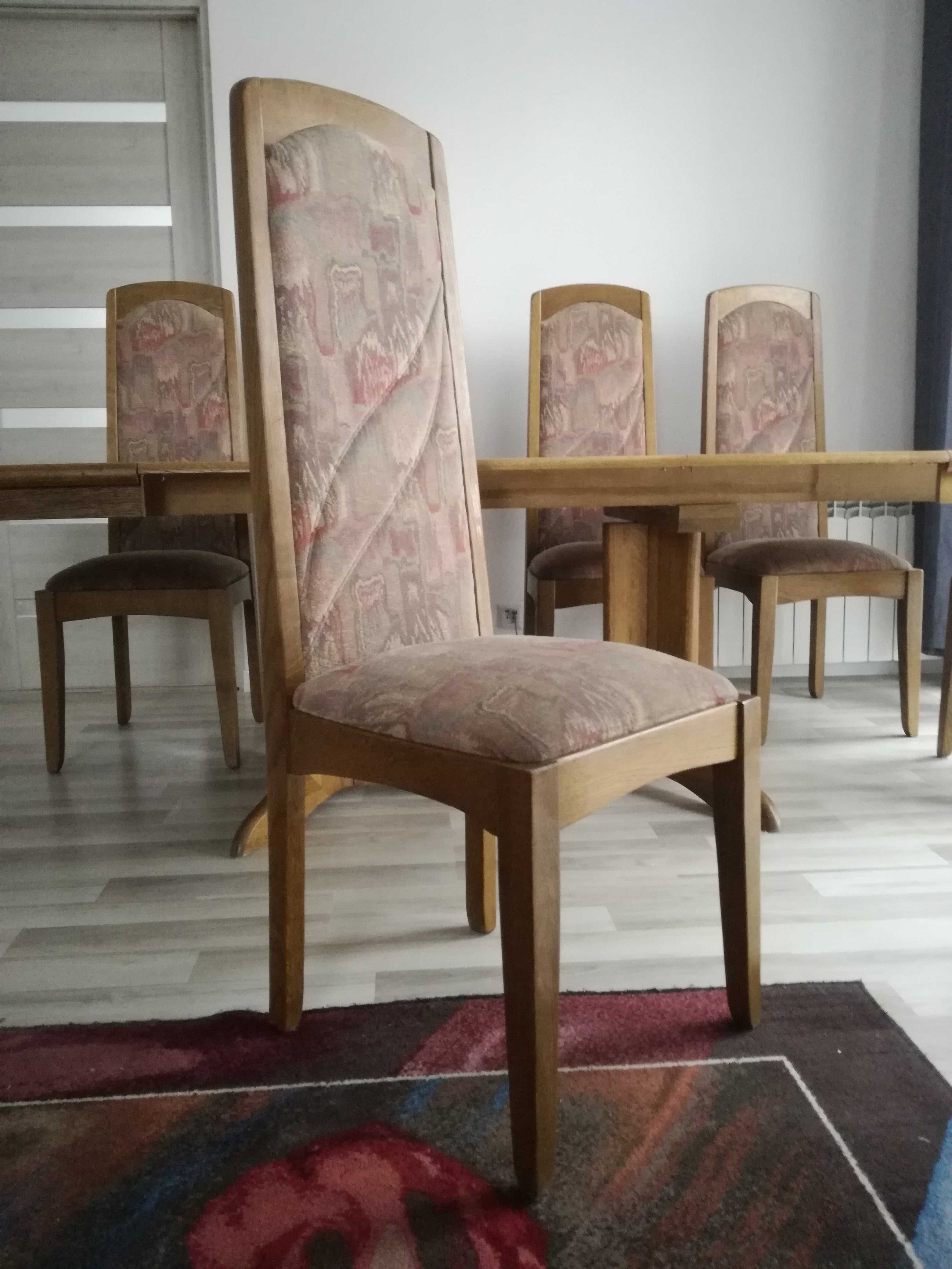 Zestaw dębowy - Stół + 6 krzeseł