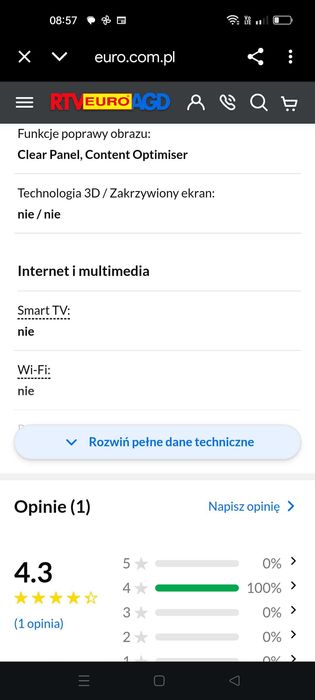 Telewizor 42 cale uszkodzona matryca