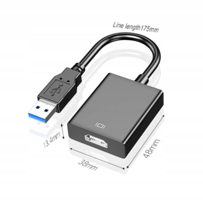 Adapter Konwerter przejściowkaUSB 3.0 DO HDMI FULL HD Karta Graficzna