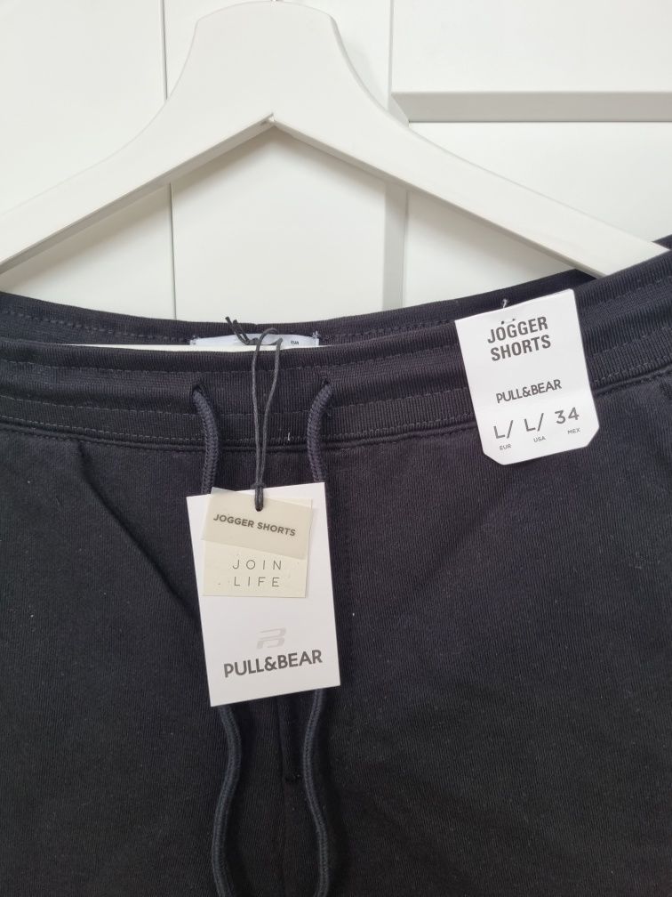 Męskie spodenki szorty czarne pull&bear L NOWE