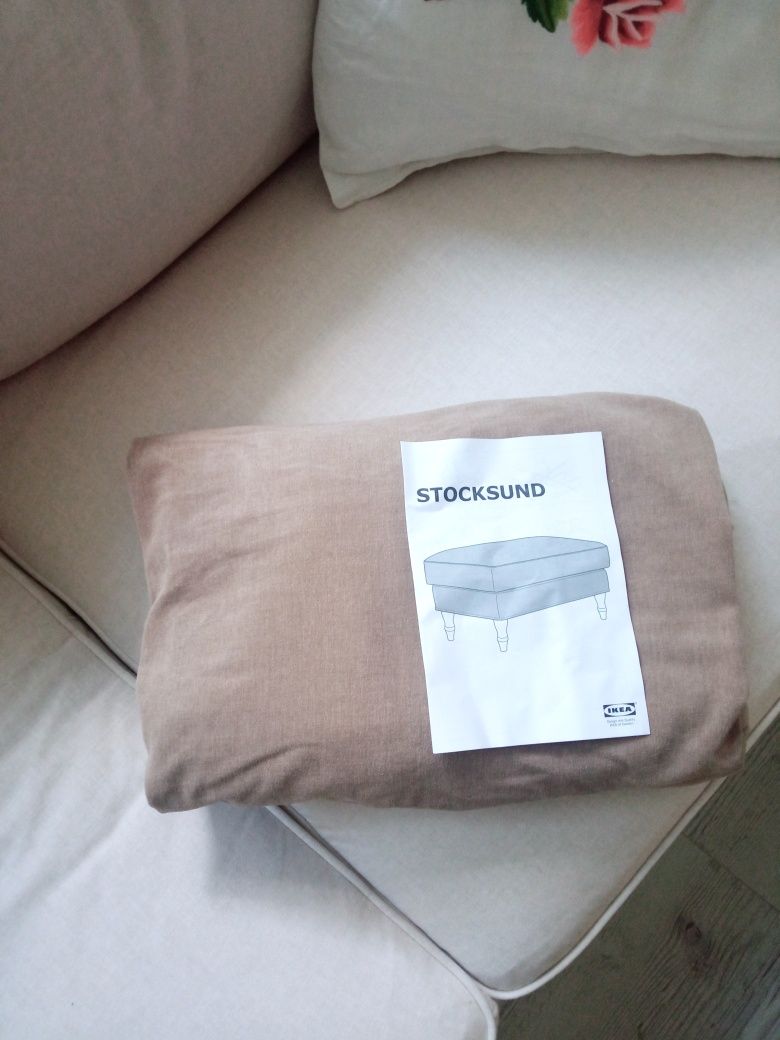 Ikea pokrycie podnóżka stocksund beż brąz puf