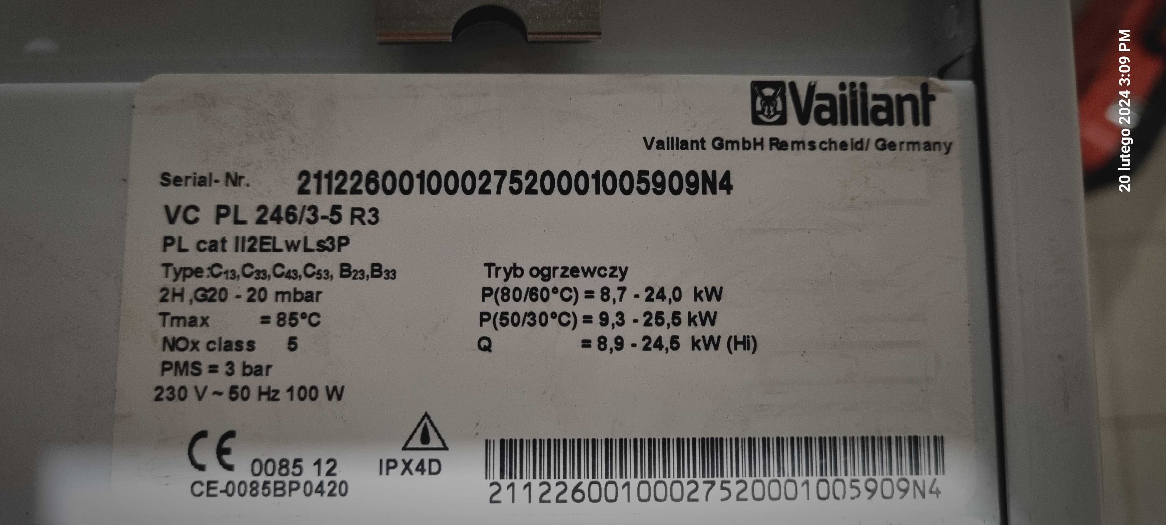 Części zamienne Vaillant EcoTec VCW 296/3-5