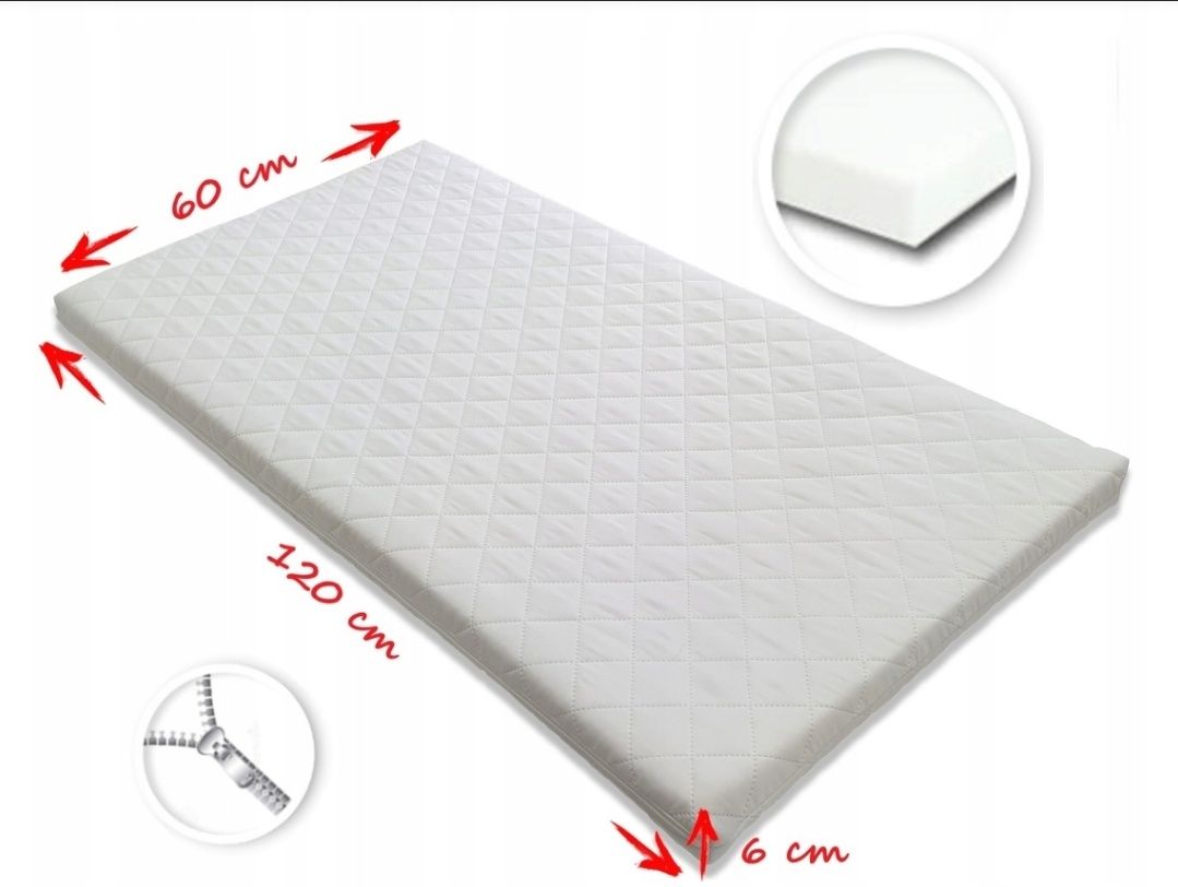 Nowe Łóżeczko drewniane z baldahimem Bello 60 x 120 cm, JAK NOWE! +