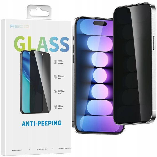 Szkło Prywatyzujące Hartowane 9H Do Iphone 16 Pro Anti Spy Recci