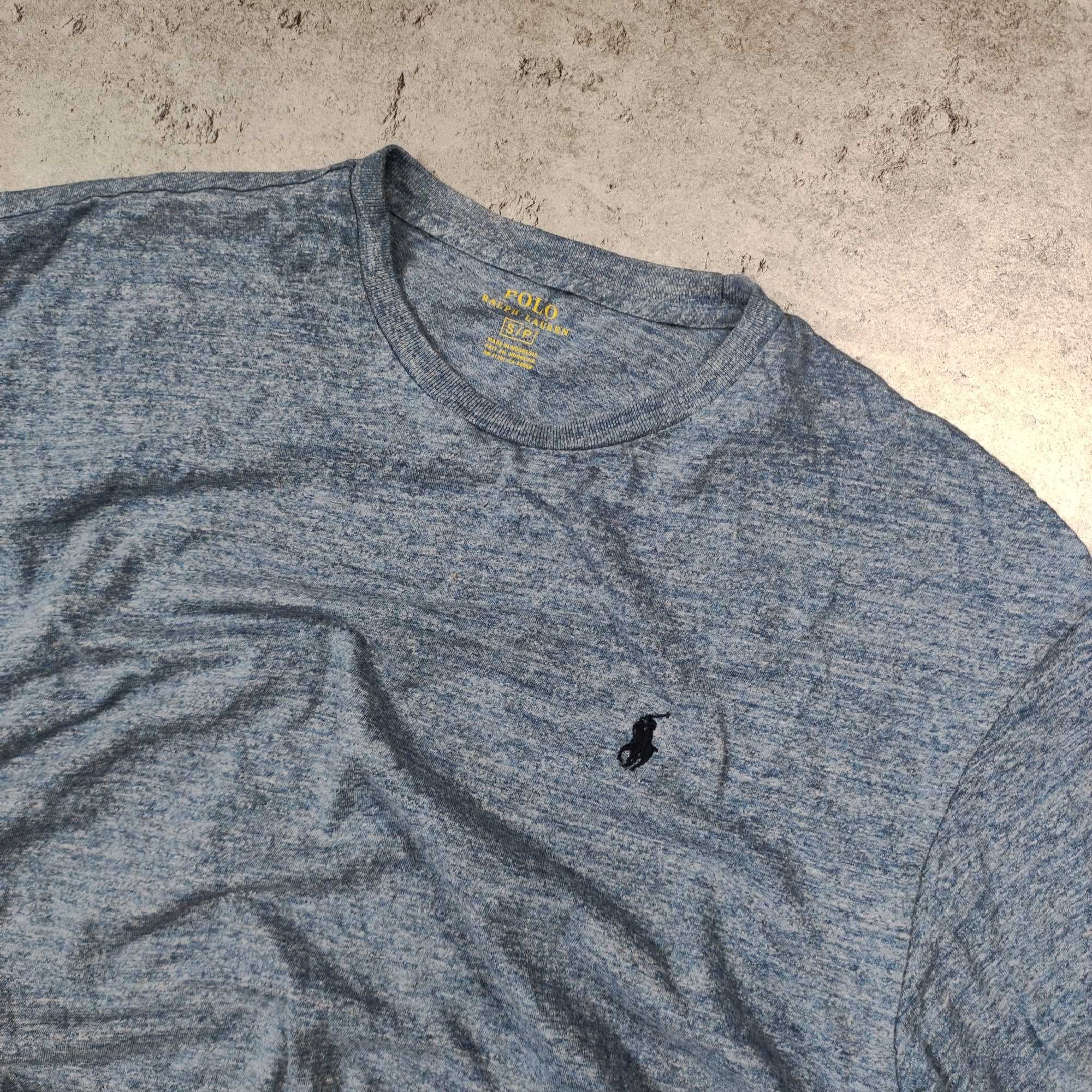 MĘSKA Koszulka Elegancka Klasyczna Letnia Bawełna Błękit Ralph Lauren