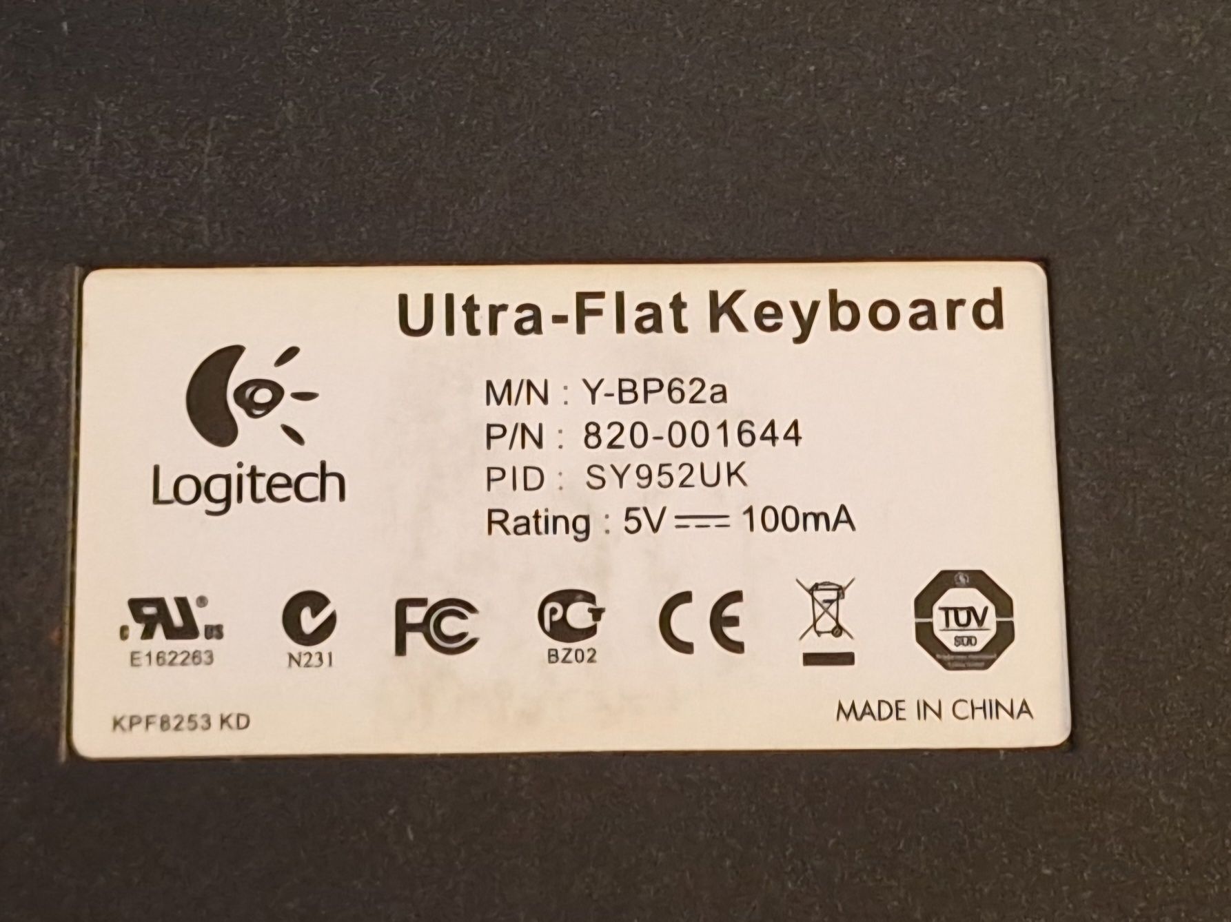 Клавиатура Logitech Ultra-Flat Keyboard Y-BP62a