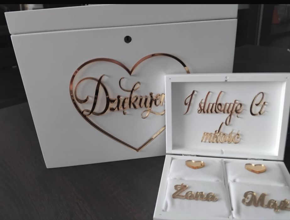 Zestaw - pudełko na obrączki i skrzynka na koperty