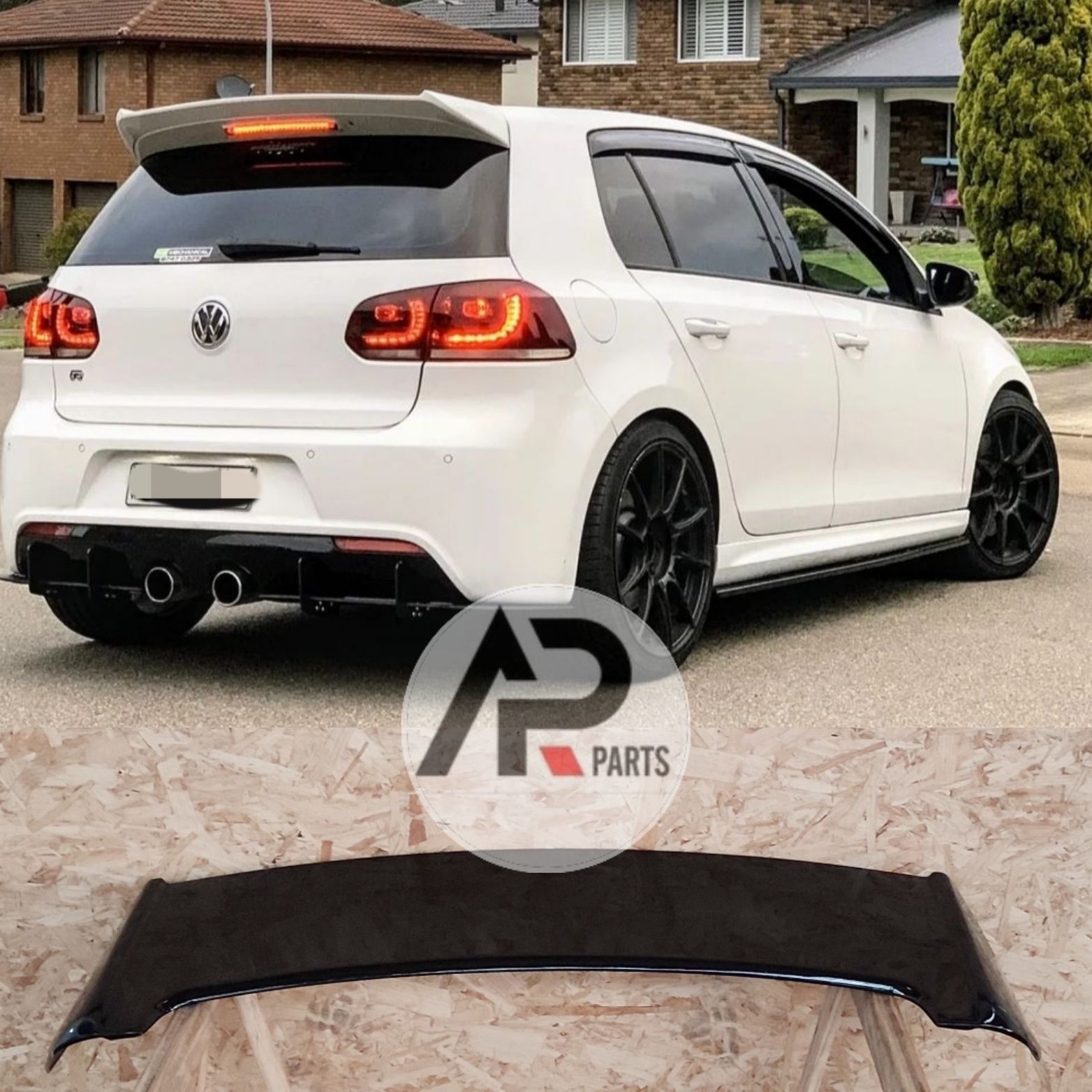 VW Golf 6 VI GTI Aileron spoiler  R Mala preto brilhante