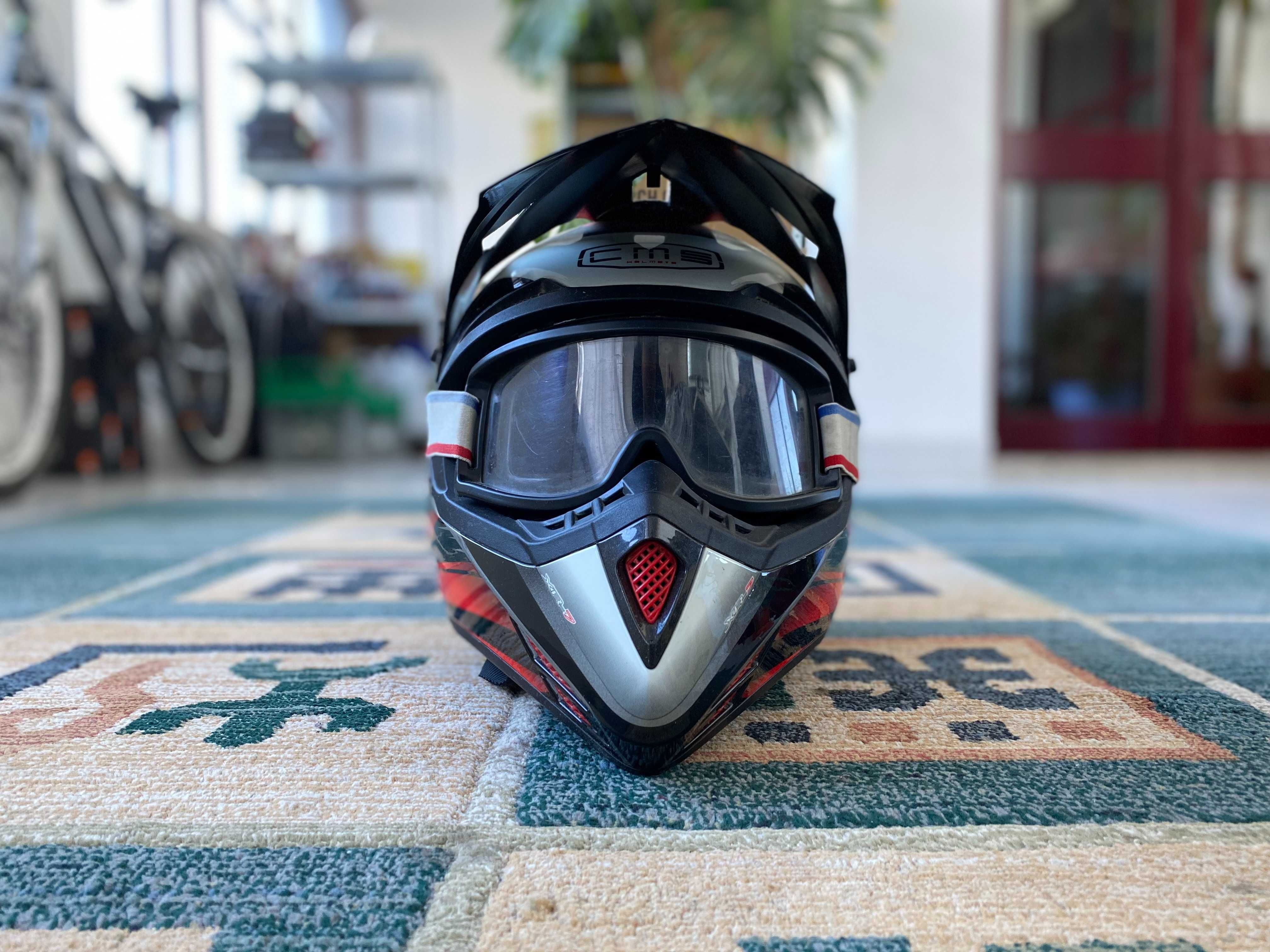 Capacete motocross CMS XR-7 mais óculos