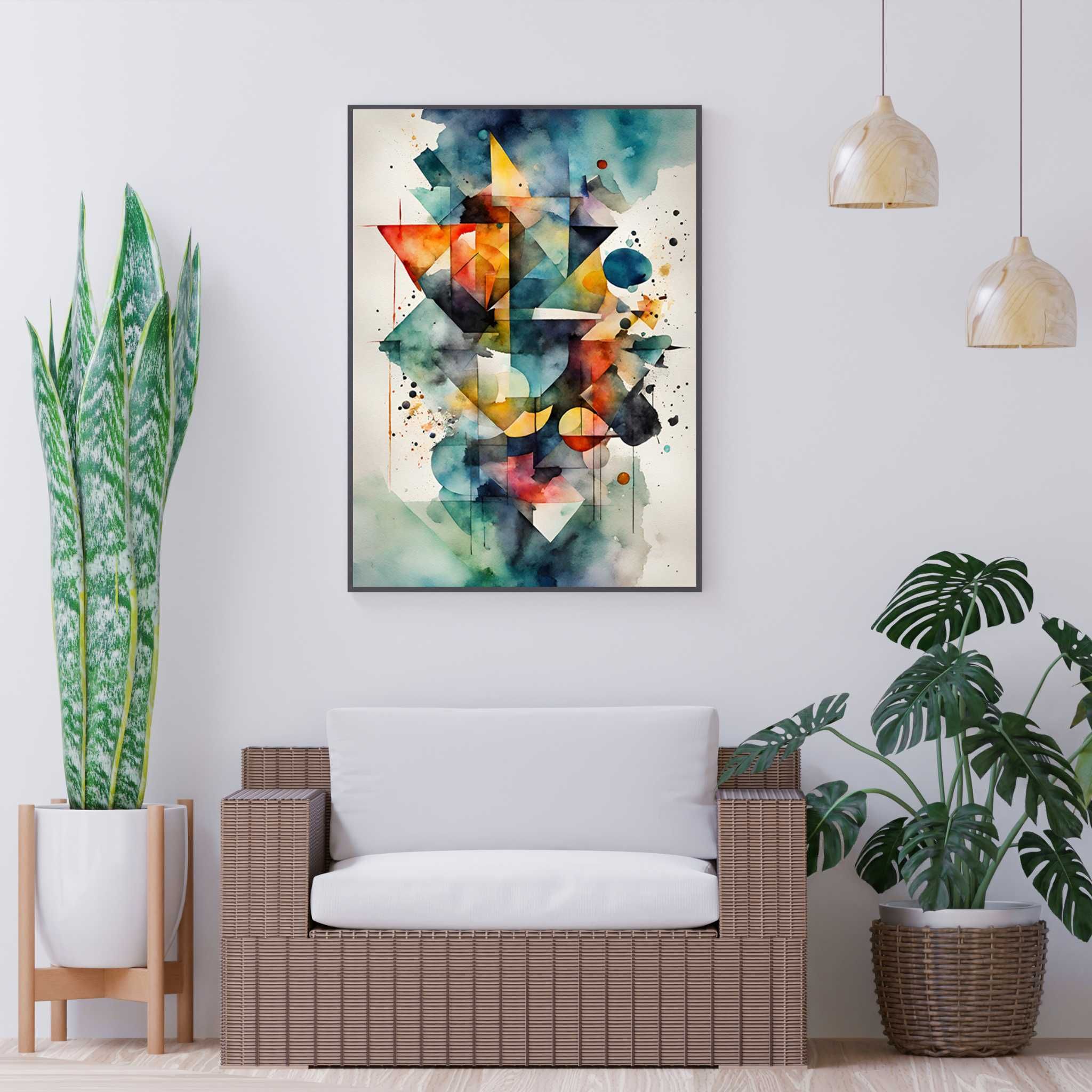 Plakat geometria gwiazd w RAMIE do salonu - 30x40cm