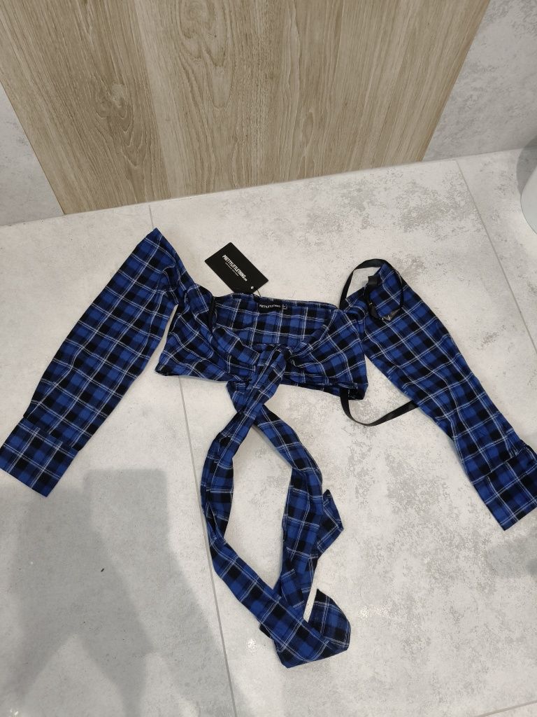 Crop top krata tuba koszula kratka M