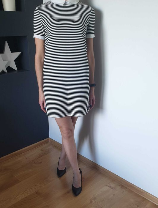 Sukienka ZARA z kołnierzykiem w paski