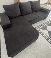 Sofá chaise longue cinzento