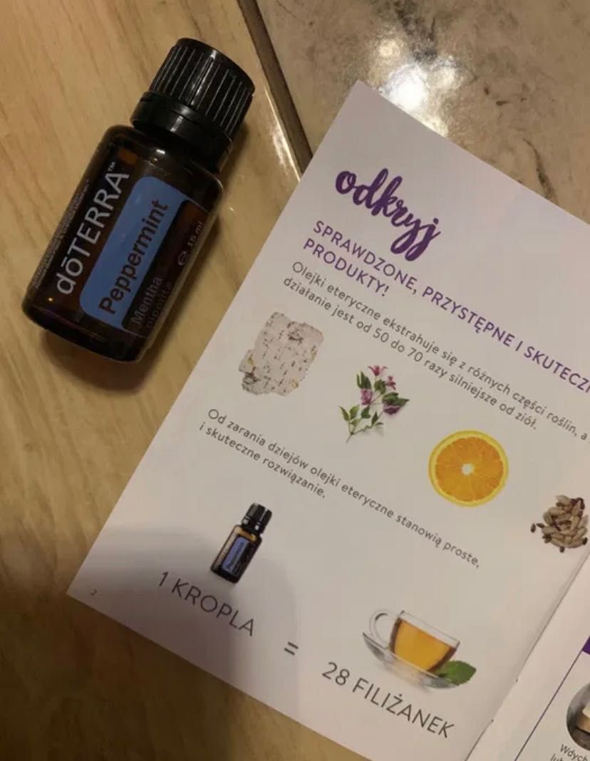 Peppermint doterra 15 ml olejek nowy na katar, gorączkę, żołądek