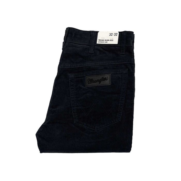 Spodnie męskie sztruksy Wrangler Texas Slim 822 Dark Navy W32 L32