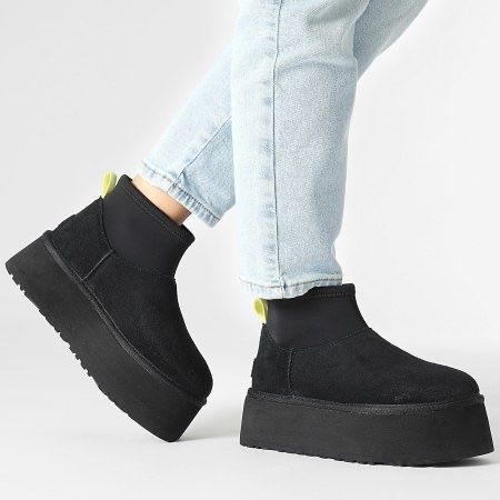 Оригінальні UGG classic mini dipper чорні короткі уггі натуральні замш