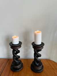 Свічники на широкі свічки з цінних порід дерева. Антикваріант Іспанія