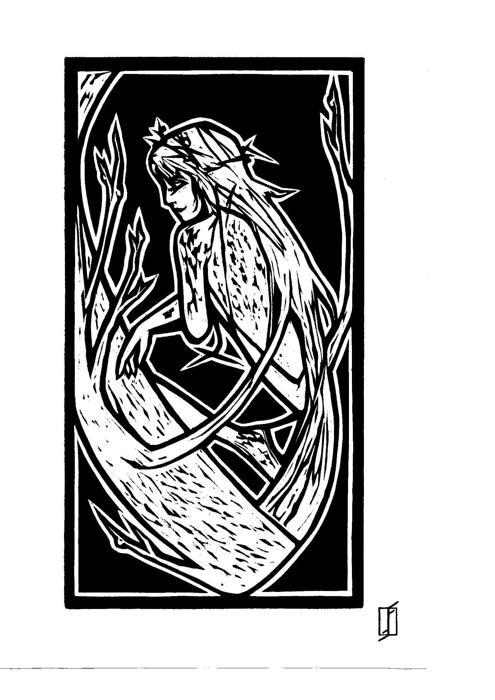 Linoryt, grafika warsztatowa – Driada