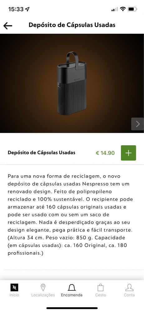 Deposito de capsulas usadas nespresso