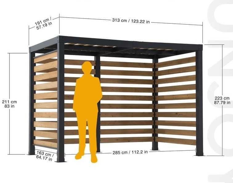 Pergola drewniana 2x3 m tarasowa zadaszenie wiata z drewna stalowa