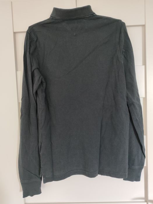 Czarna bluzka długi rękaw polo kołnierzyk męska Thommy Hilfiger S