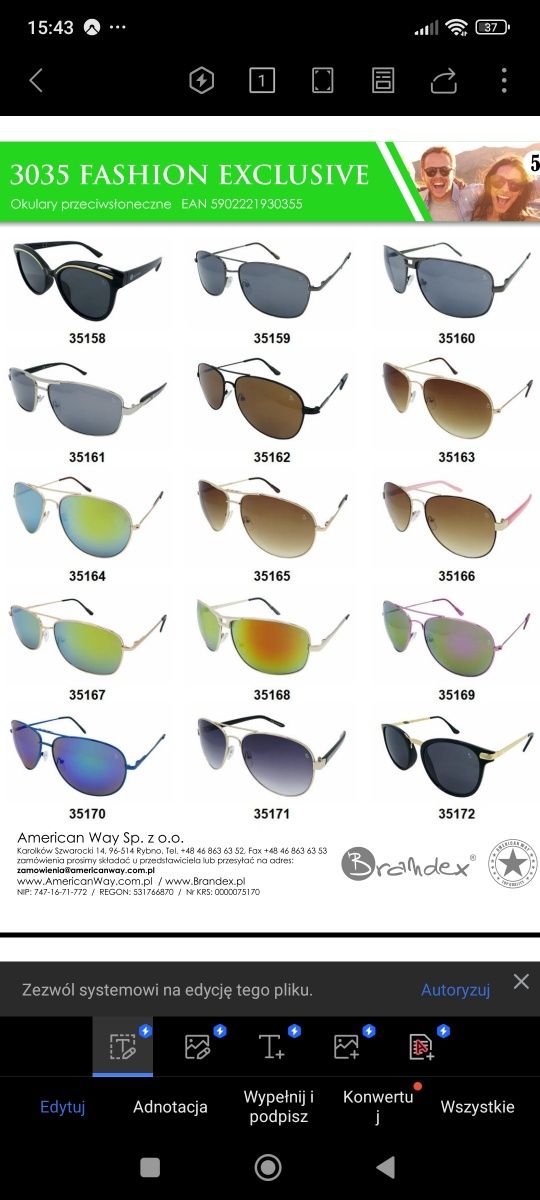 Okulary przeciwsłoneczne Brandex Fashion Exclusive