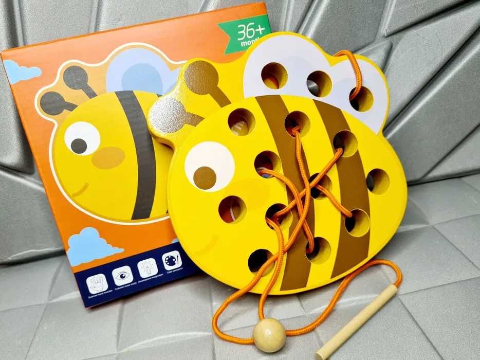 Nowa zabawka drewniana Przeplatanka Pszczółka - zabawki
