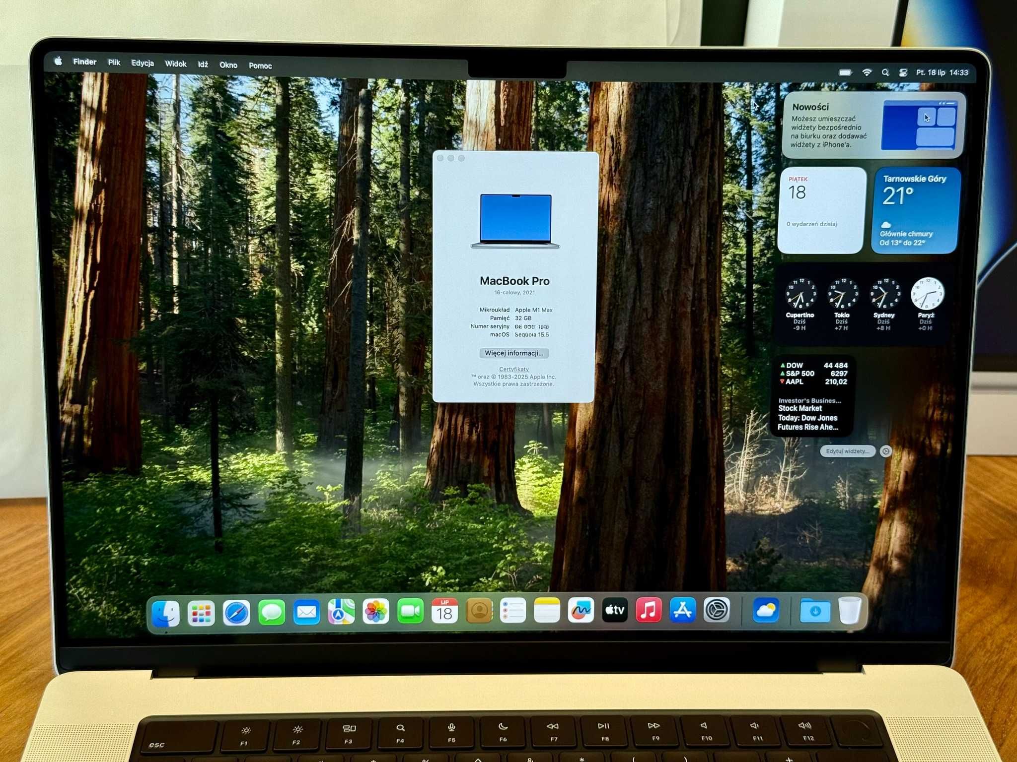 Laptop MacBook Pro 16” M1 MAX / 32GB RAM / 1TB SSD / 32 GPU AppleCare