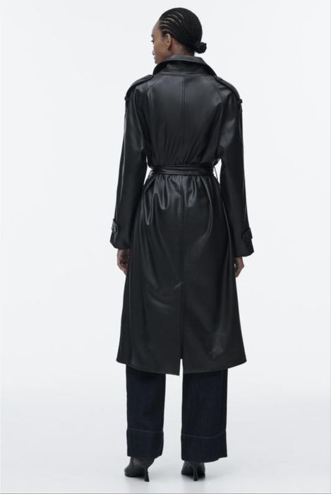 Тренч шкіряний Zara, чорний xs