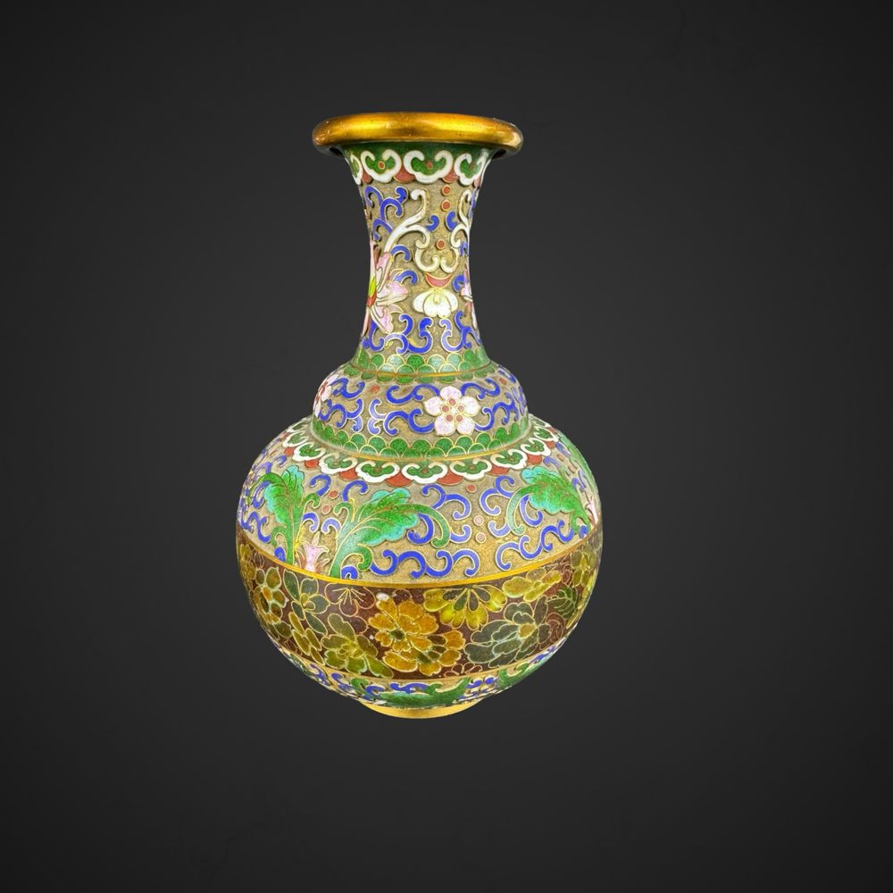 Wazon chiński emaila cloisonne kwiaty B4/06205