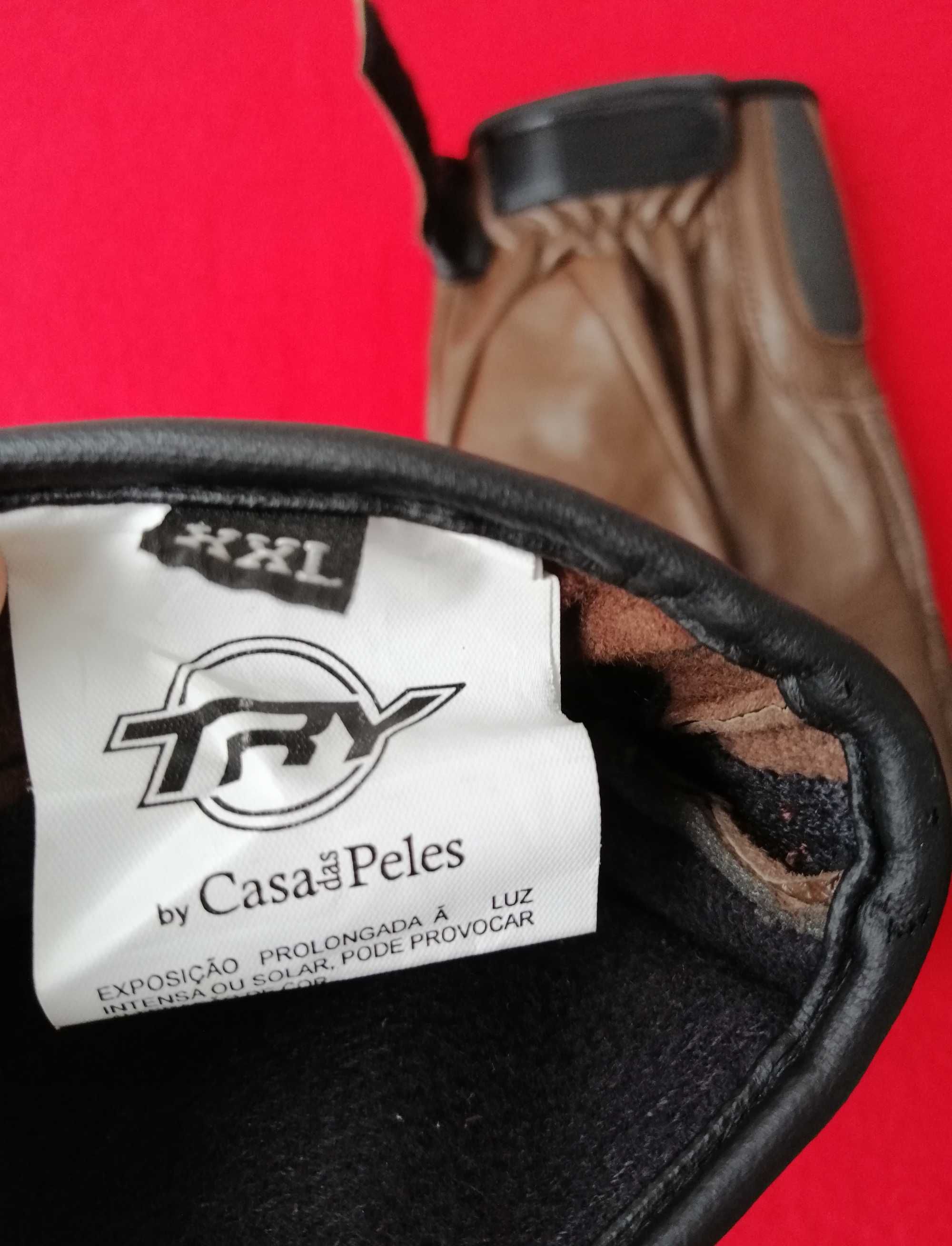 Luvas de moto Casa das Peles Castanhas XXL (Tamanho real L ou XL)