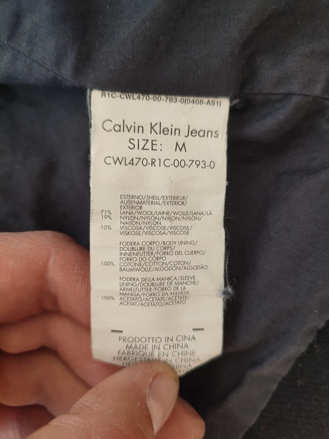 Krótki płaszcz wełniany marynarka Calvin Klein Jeans CK One