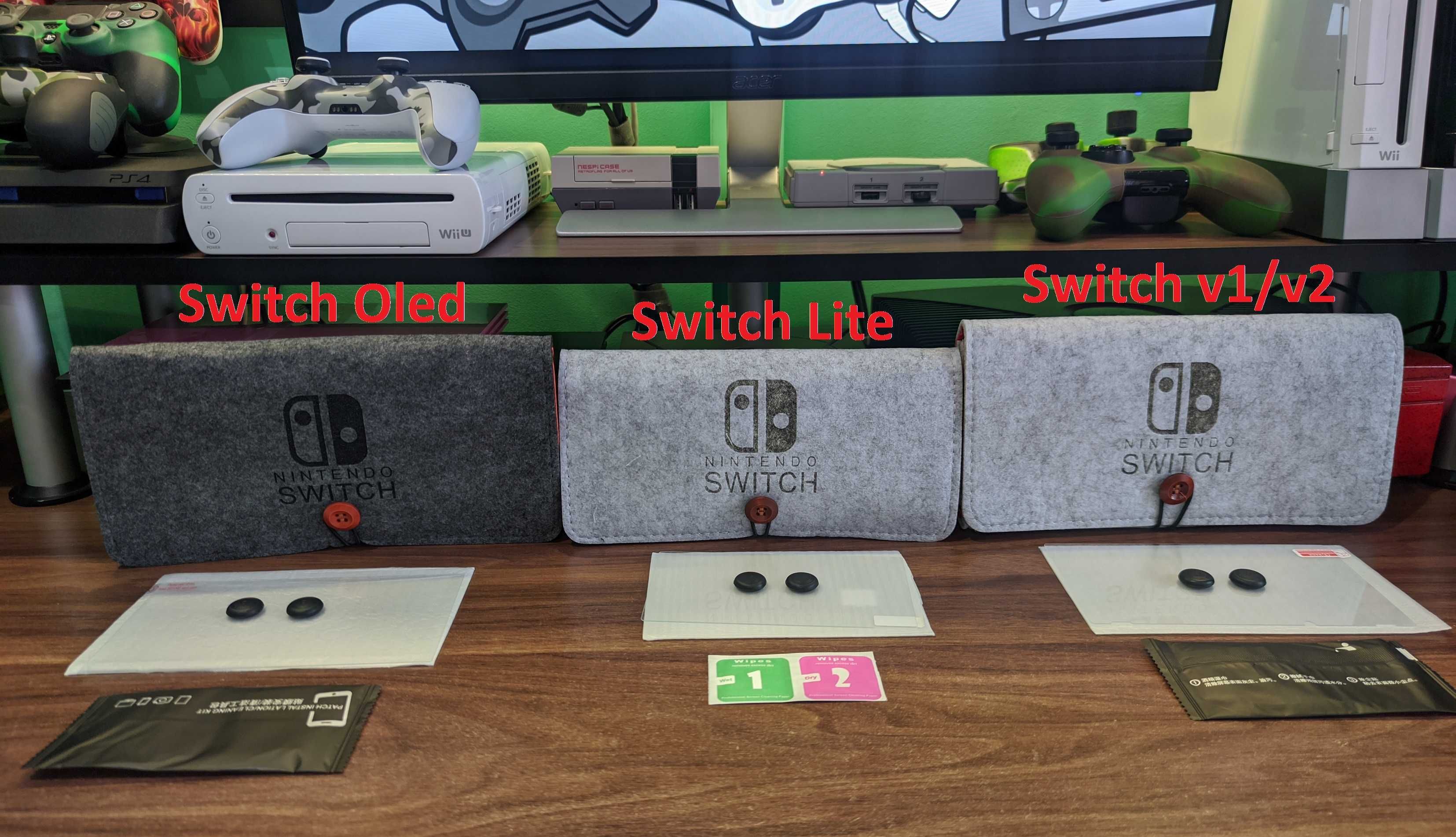 Nintendo Switch v1 v2 - OLED - Lite - 3в1 -якісний чохол, скло, стіки