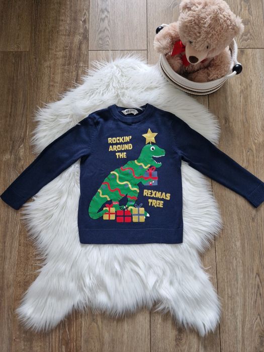 Sweterek świąteczny dinozaur H&M r 110-116