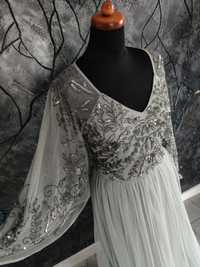 Długa suknia balowa tiulowa wieczorowa wizytowa ślubna rozmiar 36 s