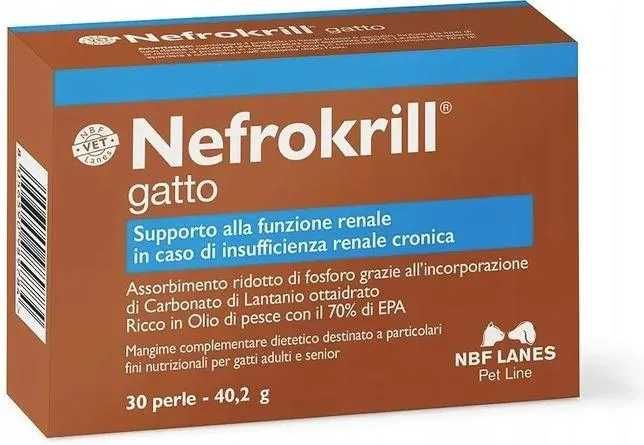 Suplement diety dla kotów NBF Lanes Nefrokrill Gatto 30 kapsułek