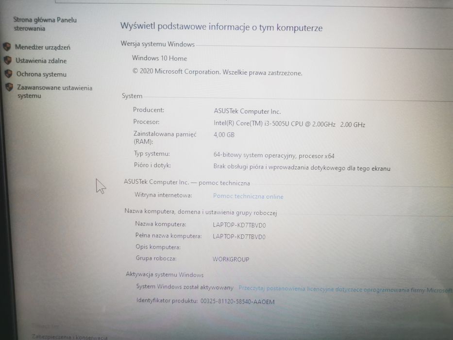 OKAZJA!! Laptop Asus F540U 15,6 " Intel Core i3 4 GB / 256 GB