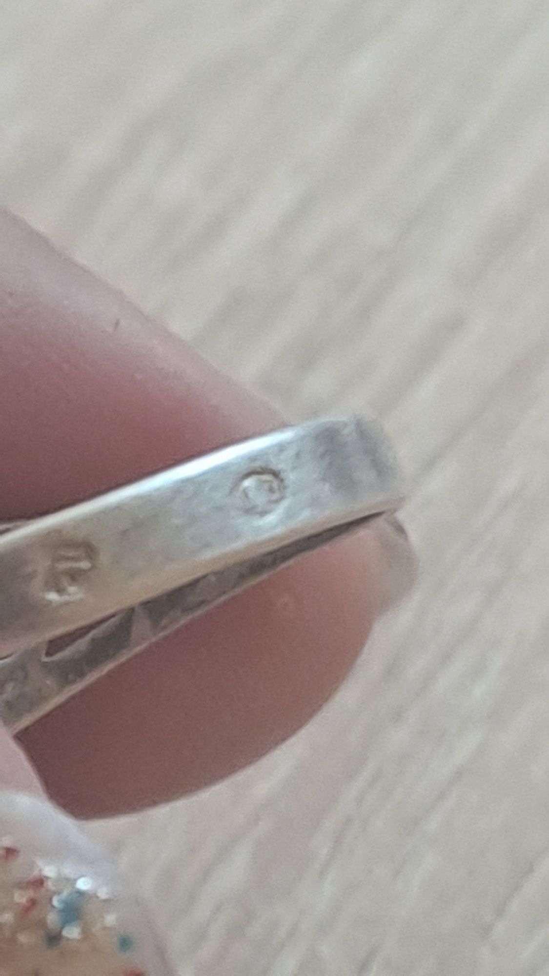 Warmet retro PRL pierścionek srebrny z  falbanką